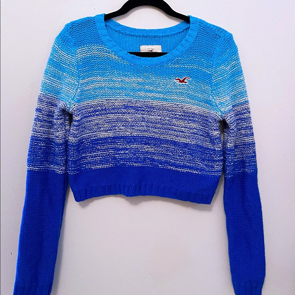 Blue Ombré Crop Sweater | Size XS
